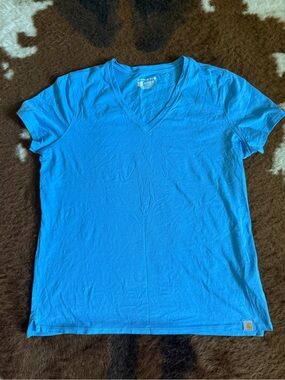 Carhartt Women’s V-Neck Tee in Teal Blue